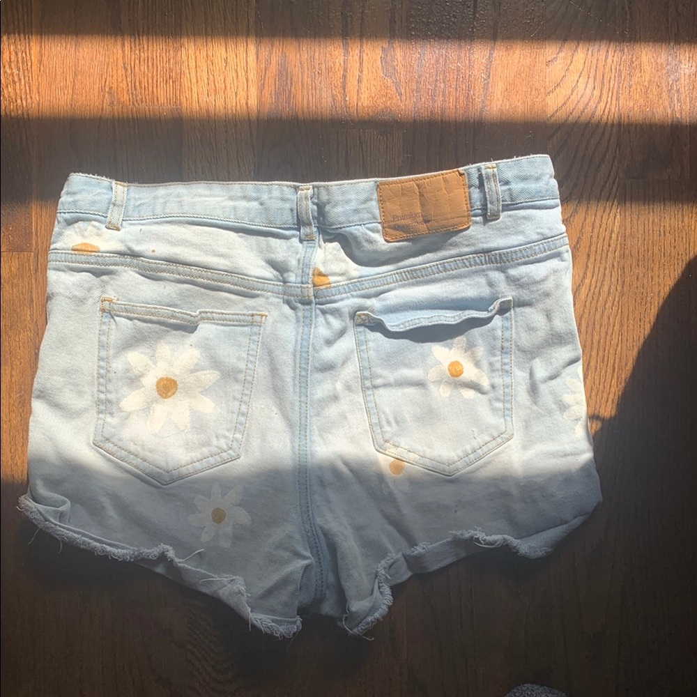 Blue High-Waisted Distressed Jean Shorts - Picture 2 of 2